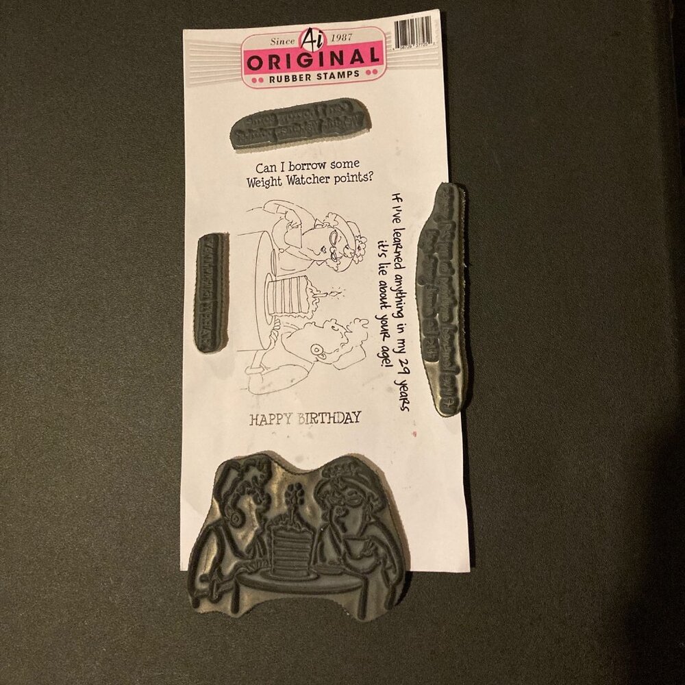 Art Impressions Retired Rubber Stamp - Happy birthday weight watchers stamps